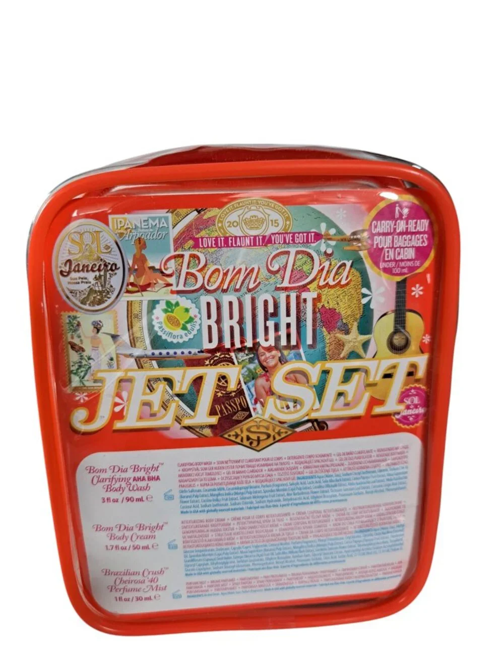 SOL DE JANEIRO Jet Set Bom Dia Bright Shower Gel Cream Mist Cheirosa 40 Kit NEW